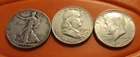 Half Dollars, (Lot Of 3) 90% Silver, Starter Set-LIBERTY, FRANKLIN, KENNEDY