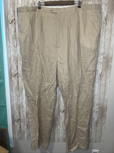 TRUST Khaki Herrenhose 100 % Leinen Big & Tall Größe 6XL 52”x32” - Bild 2 von 8