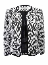 Kasper Women's Petite Open-Front Blazer (2P, Black/White) 782418916998