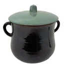 Vintage Red Wing Pottery Village Green Bean Pot Cookie Jar Canister Brown Teal