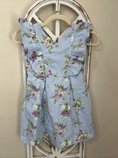 Janie And Jack GIRLS SIZE 6 Blue Easter Floral Print Ruffle Dress NWT