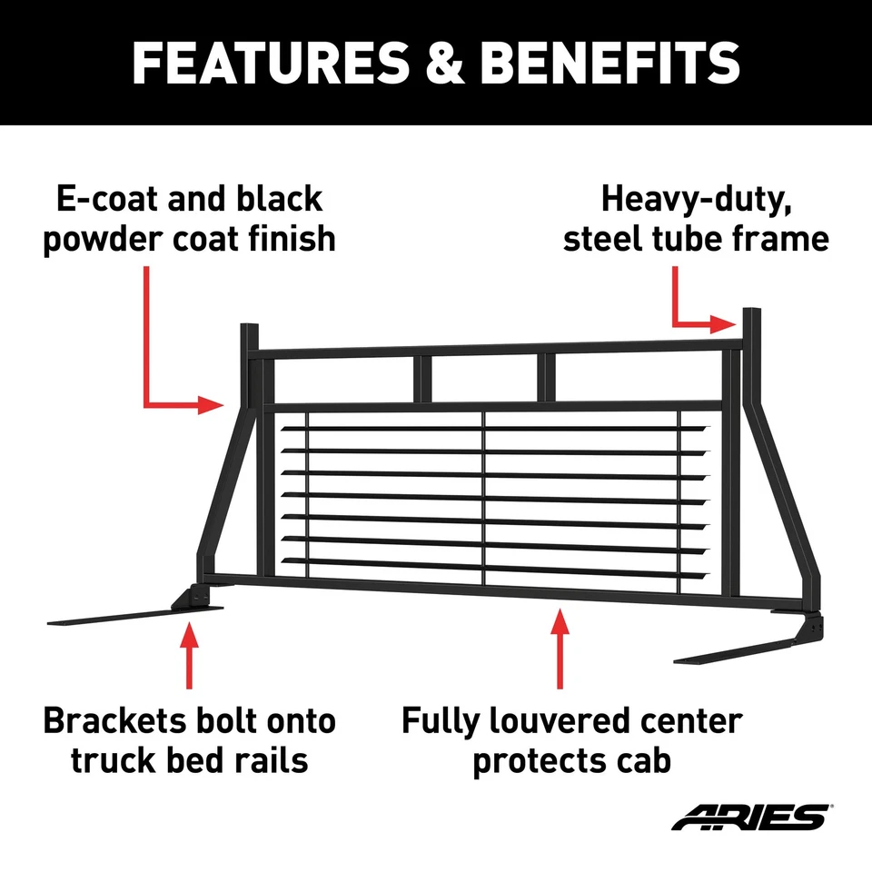 Aries Headache Rack Rear Window Black for 1999-2016 Ford F-250/F-350 Super Duty - Image 4 of 4