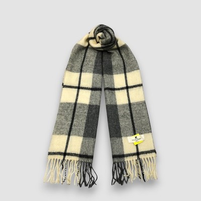 Vintage Courreges Wool Scarf Classic Plaid Winter Warmer Christmas Neck Scarves