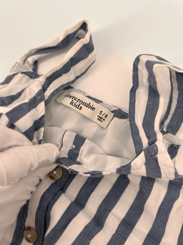 Abercrombie Kids 2-Piece Blue & White Stripe Chambray Top Short Set Girls 5/6 - Picture 2 of 7