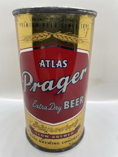 ATLAS PRAGER EXTRA DRY FLAT TOP BEER CAN 12 FL. OZ. CHICAGO ILLINOIS