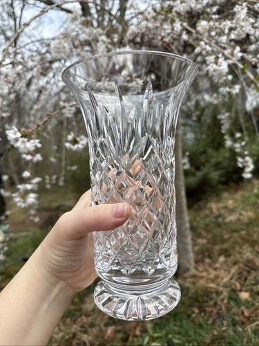 Waterford Crystal Lismore Signed 8.5" Footed VASE Vintage