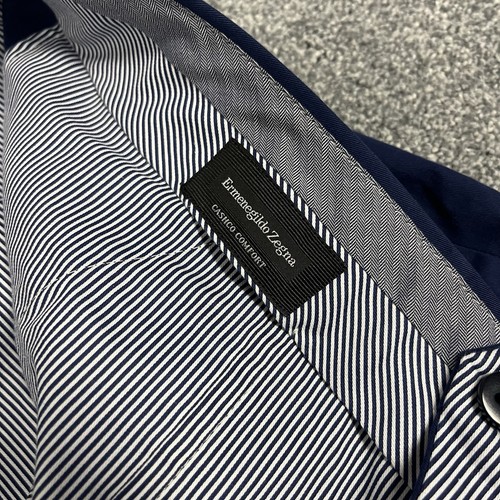Pantalone Ermenegildo Zegna uomo 42x32 blu regular fit cotone cashmere orlo aperto - Foto 9 di 13