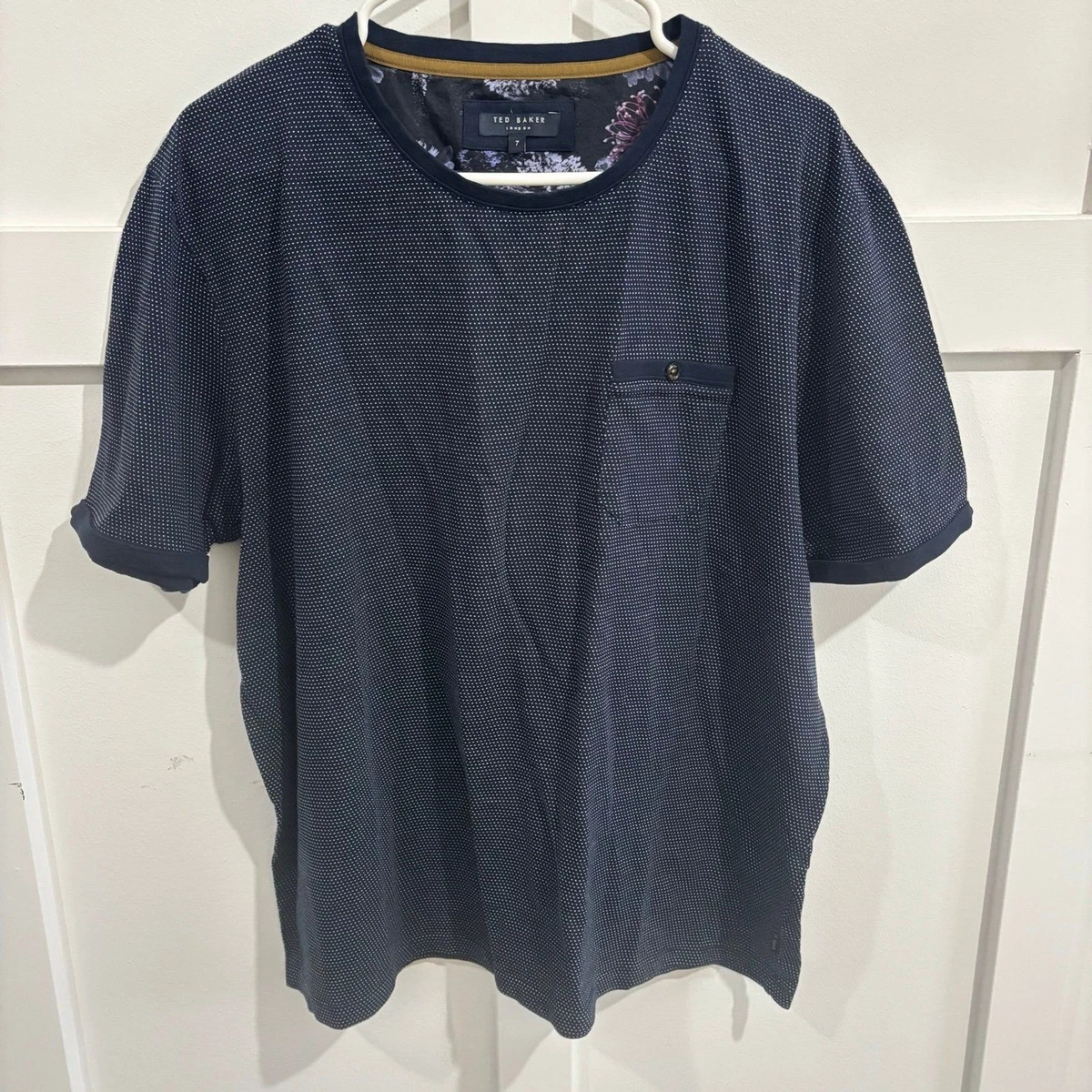 T-shirt Homme Ted Baker Taille 5XL Bleu Coton Manches Courtes