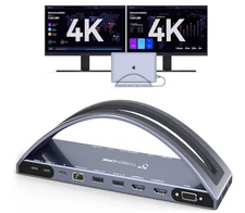 TobenONE USB C Docking Station Dual 4K Monitor for MacBook