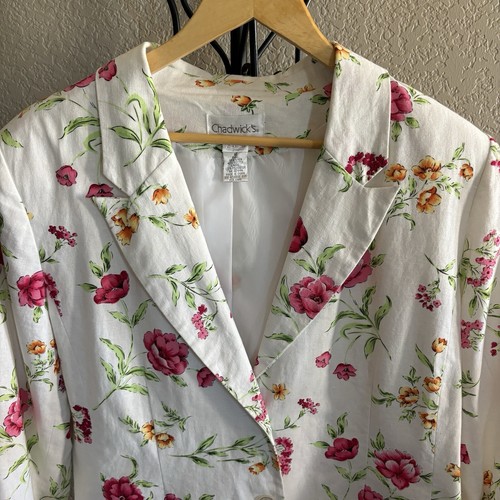 Chadwicks Blazer Sz16 Linen Cotton Floral Jacket Lined Spring Summer Botanical - Picture 3 of 9