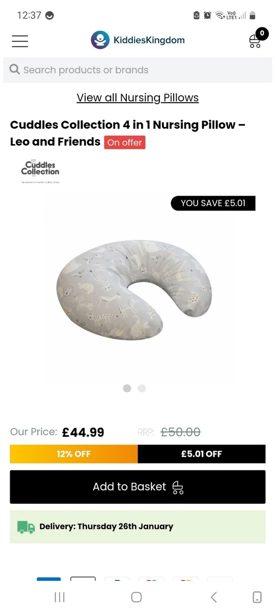 Cuddles collection on sale nursing pillow