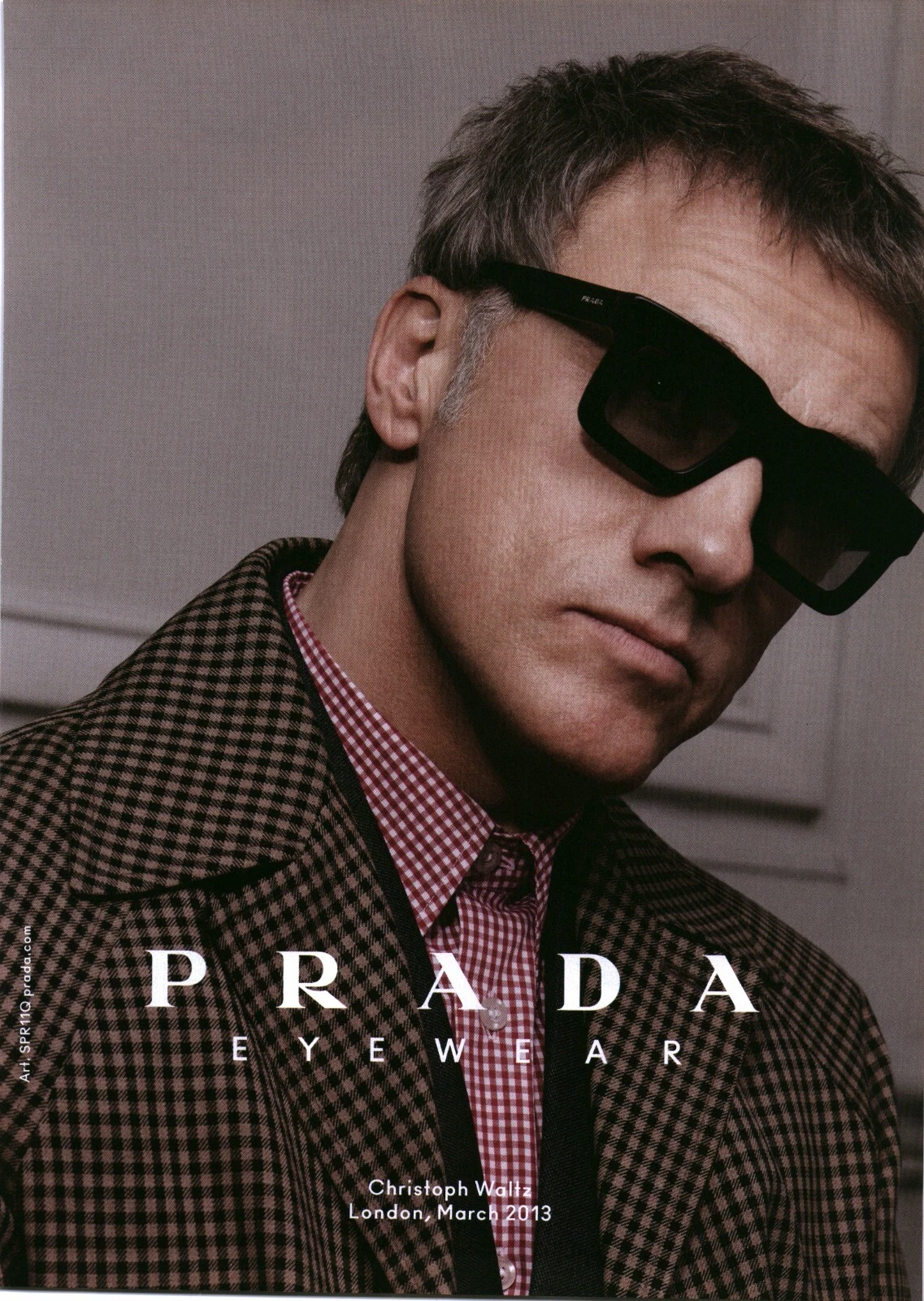 2013 ANNUNCIO STAMPA PUBBLICITÀ ABBIGLIAMENTO MODA OCCHIALI PRADA CHRISTOPH VALTZ LONDRA PRADA