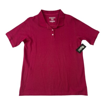 PBX Basics Washed Polo 100% Cotton Burgundy Women's Shirt Size L NEW