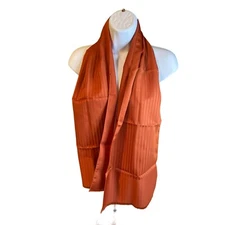 Womens Rectangle Scarf Brown Solid Stripe Lightweight Head Neck Wrap Satin
