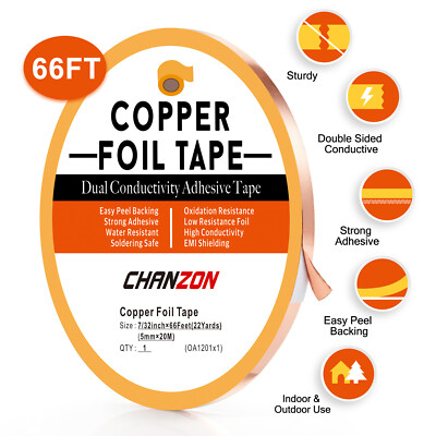 7/32'' X 66 Feet FT Copper Foil Tape with Conductive Adhesive for EMI Shielding