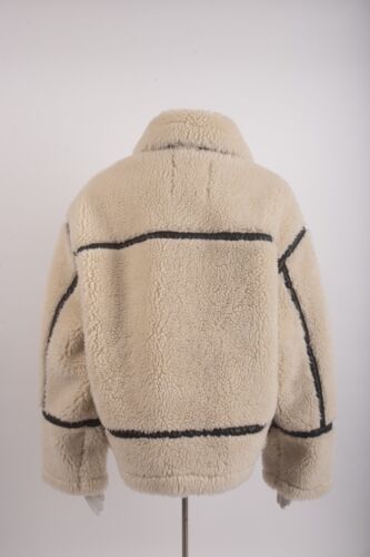 Zara Womens Blogger Oversized Jacket Sherpa Ivory Black S Small 3548/247 NWT - Picture 5 of 6