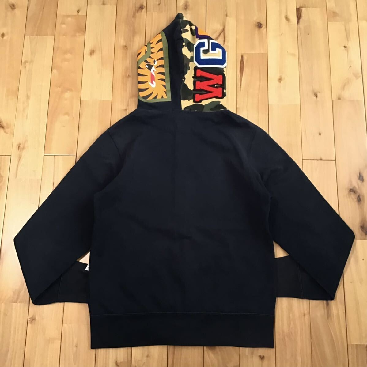 BAPE logo shark full zip hoodie Navy A Bathing Ape Size M | eBay