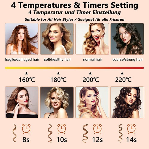 Lockenstab Automatisch,Lockenstab Große Locken mit 4 Einstellbare Temperatur DE - Bild 8 von 24
