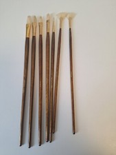(Z) ARTIST QUALITY SYNTHETIC LONG HANDLE HOG HAIR ASSORTED BRUSHES set of 7