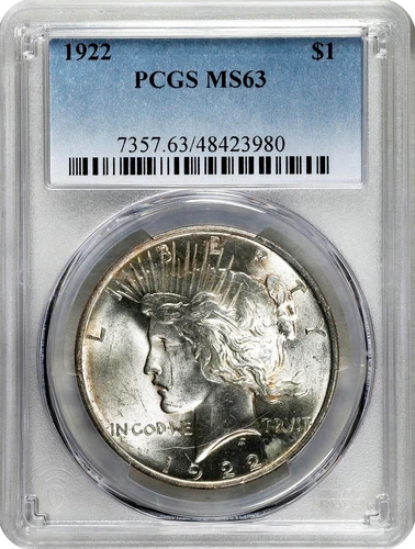 USA Peace Silver $1 Dollar 1922 PCGS: MS63 #C521
