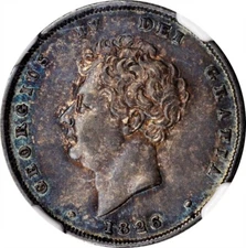 GREAT BRITAIN ENGLAND GEORGE IV 1826 1 SHILLING SILVER COIN, NGC CERTIFIED AU-55