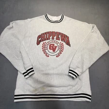 Chippewa CV Champion Reverse Weave Sweatshirt Mens M Gray Pullover Long Sleeve