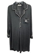 Lusofie Nightgown Women's Boyfriend Style Sleepshirt Lapel Collar Button-up XL