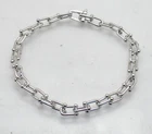 Solid U Link Hardware Chain Bracelet or Necklace Anti-tarnish Real Solid Silver