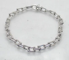Solid U Link Hardware Chain Bracelet or Necklace Anti-tarnish Real Solid Silver