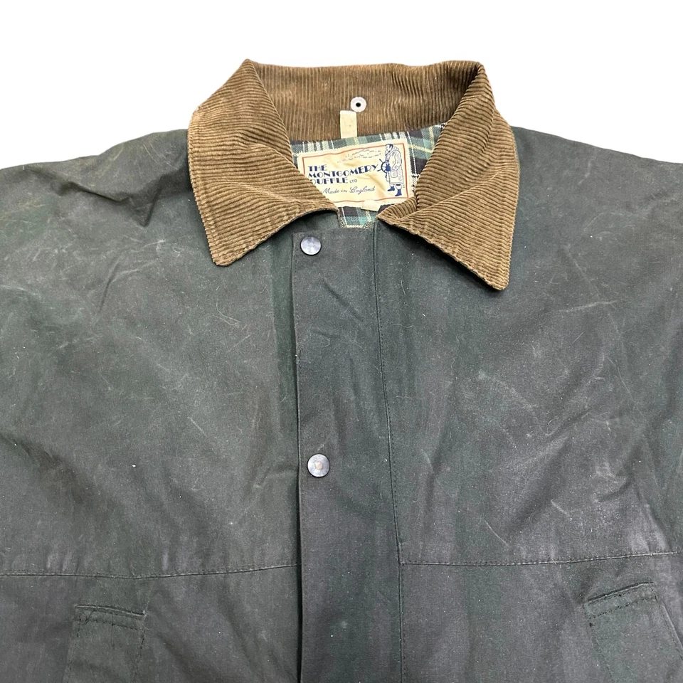 Chaqueta Abrigo Vintage The Montgomery Lona Verde Algodón Encerado Talla Grande Inglaterra Foto 3 de 4