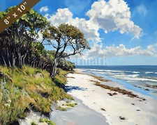 Cumberland Island with wild beaches oil painting 8x10 Print