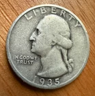 1935-S Washington Quarter Dollar - 90% Silver Content - VG-F Condition