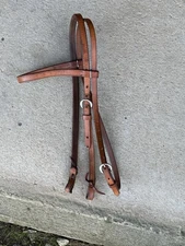 Harness Medium Oil Leather Western Browband Headstall. Ranch Trail Horse Tack
