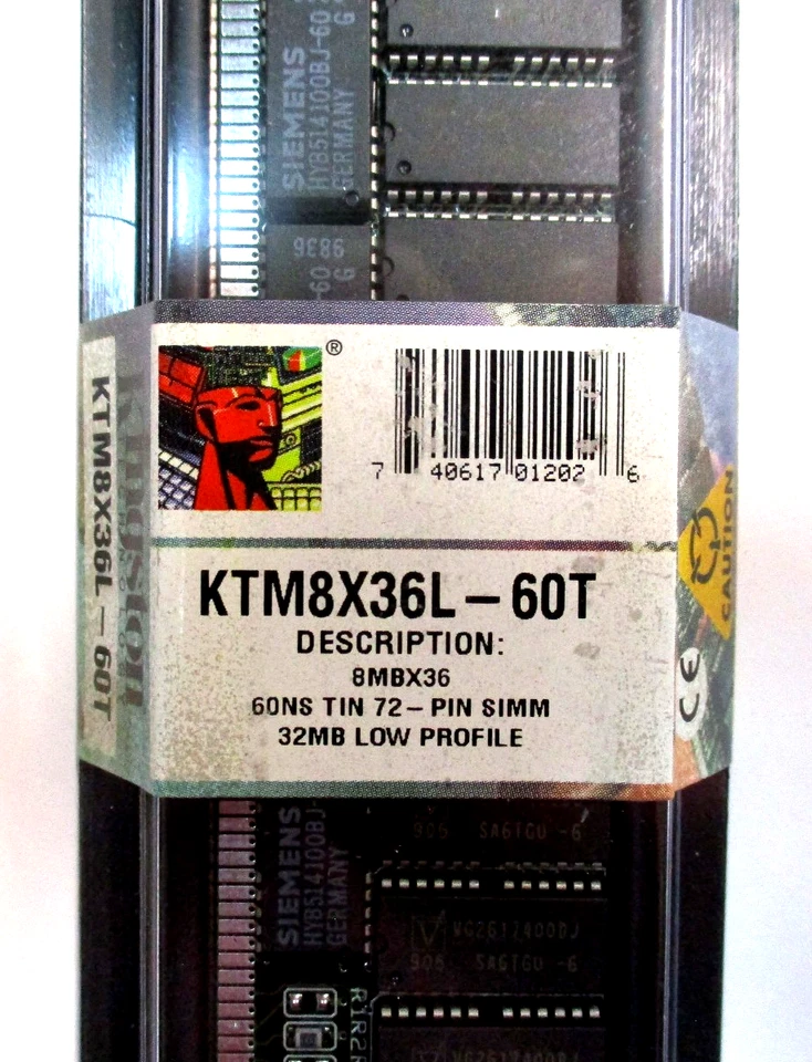 Nuevo Sellado De Colección Kingston KTM8X36L-60T 32MB 60ns SIMM Paridad FP/LP RAM Foto 2 de 4