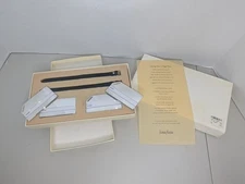 Vintage Neiman Marcus Silverplate Luggage Tags Leather Straps 2 Extra Tags NEW