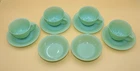 Vintage Fire-King Jadeite Tea Cup & Saucer Set of 4 & 2 Bowls by Anchor Hocking