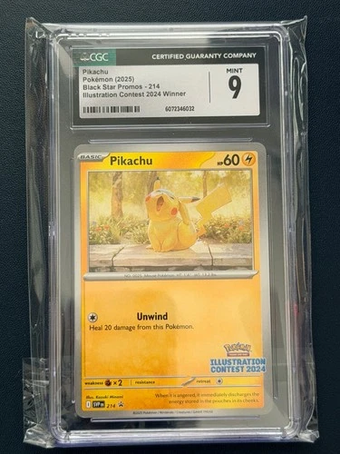 Pikachu - 214 (Illustration Contest 2024) 214 Sv: Scarlet & Violet Promo CGC 9