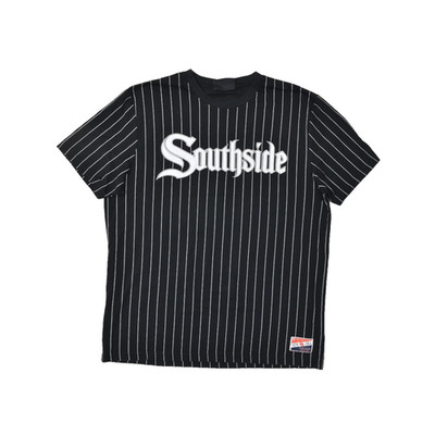 New Era Southside Pinstripe Baseball T-Shirt XL Black White MLB Red Sox Style