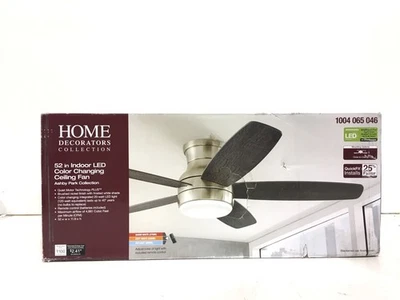 HOME DECORATORS COLLECTION Home Decorators Ashby Park 52" LED Brushed Nickel Ceiling Fan New(OPEN)