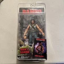 NECA First Blood Series John J Rambo Action Figure Sealed Box Damage