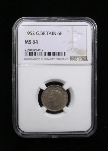 Great Britain 1952 Six Pence. NGC Certified MS 64. #4262