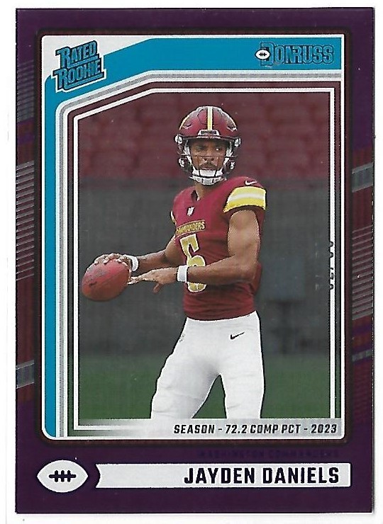 2024 Panini Donruss - Rated Rookie Jayden Daniels #389 Season Stat Line /72 (RC)