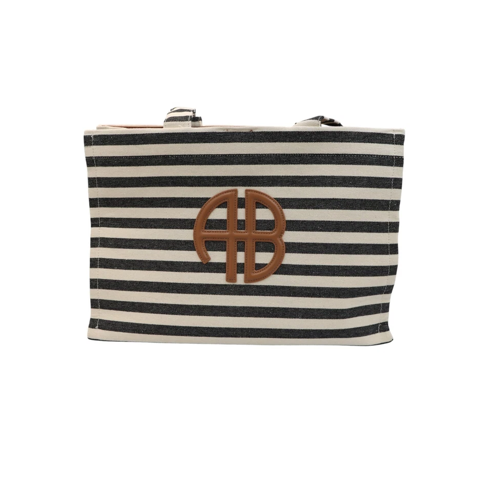 ANINE BING Lara Tote Bag – Multi Stripe Canvas with Leather - multi-color stripe - Image 3 of 4