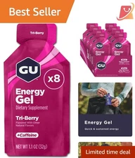 Sports Nutrition Energy Gel Packets Tri-Berry 8 Count Electrolytes