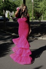 Elegant Pink Sequin Evening Gown