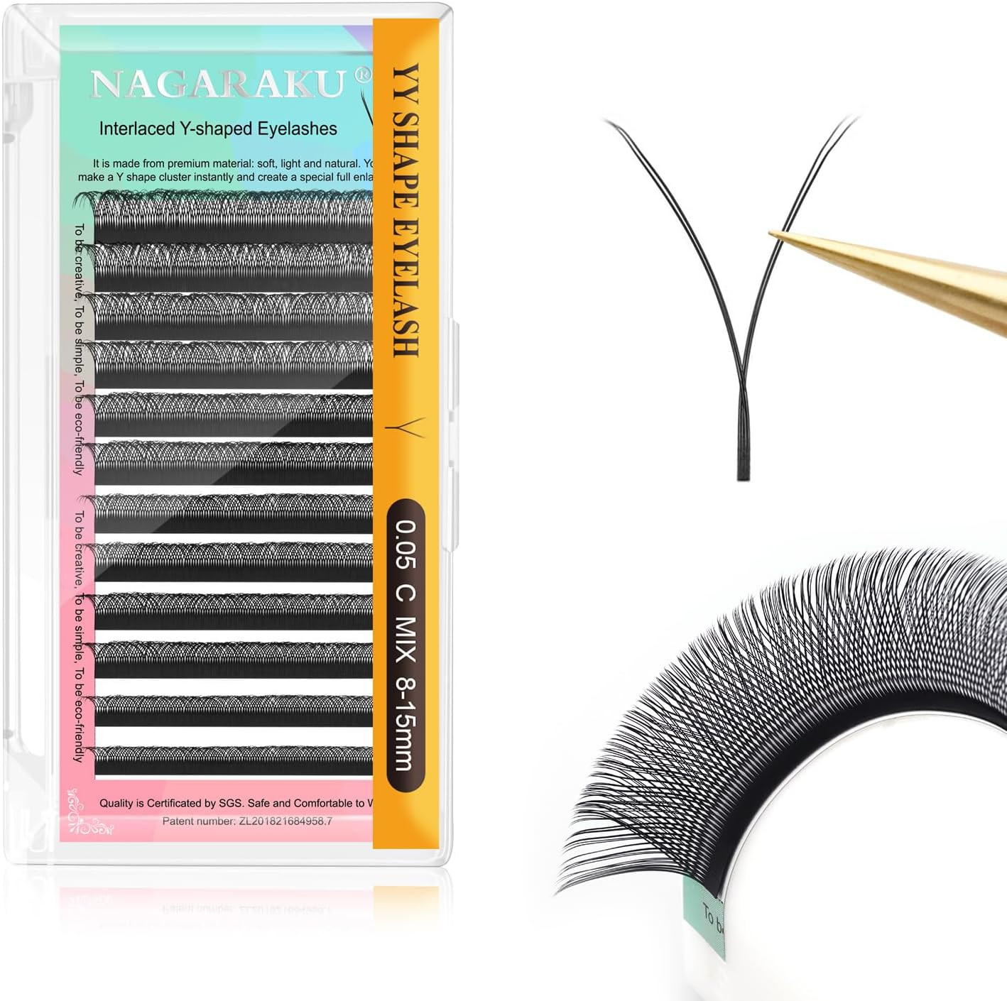 Cils YY 4D tressés à la main pour extension volume russe en boîte mixte
