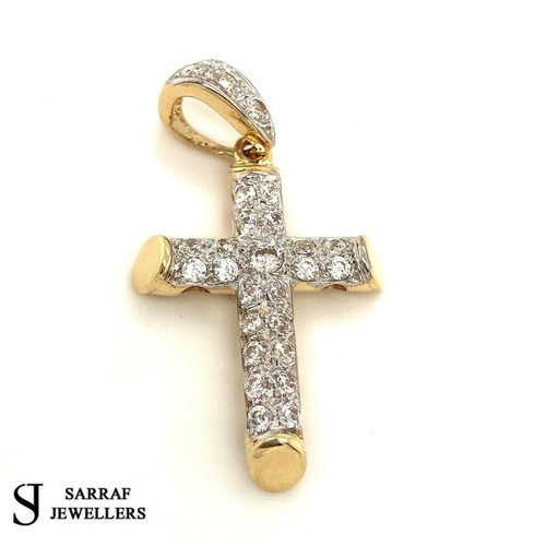 9ct Yellow Gold Cross Pendant 375 Stamp Hallmark 20mmx25mm* Lab Created Diamond - Picture 10 of 10