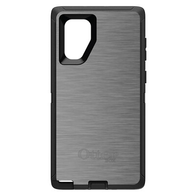 OtterBox Defender for Galaxy Note 8 9 10 + Silver Stainless Steel Print