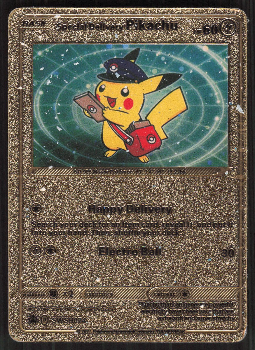 Special Delivery Pikachu - Gold Foil Promo - Gift Fan Art