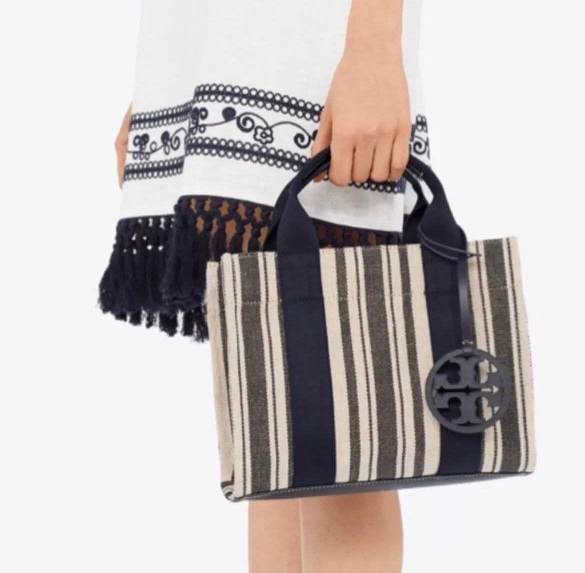 Tory Burch Miller Mini Toto Navy Awning Stripe